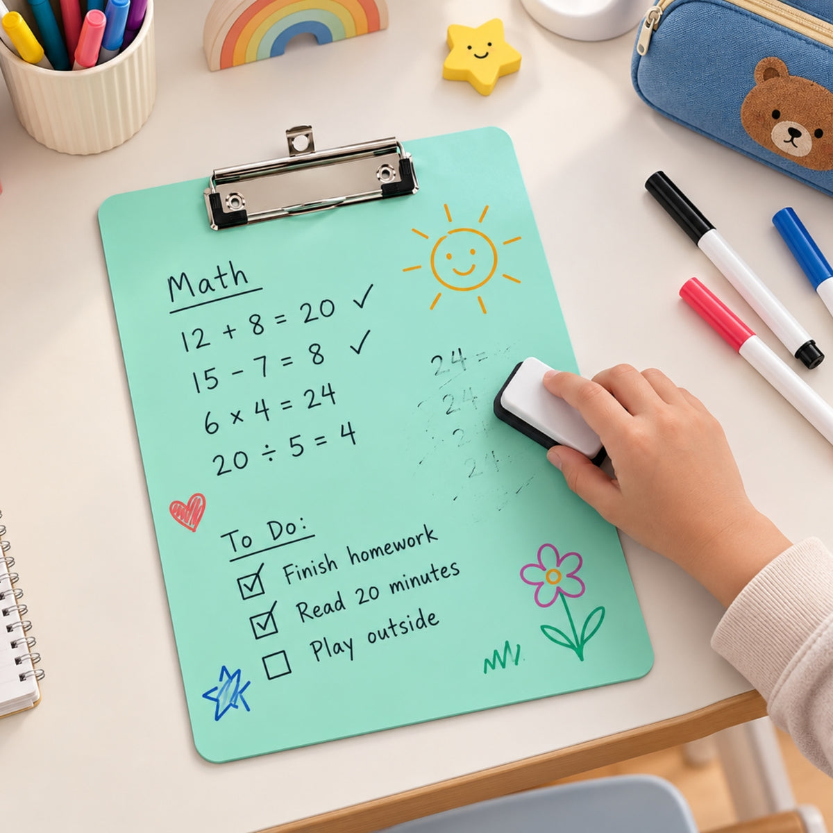 Rigid Mdf A4 Erasable Yellow Whiteboard Clipboard