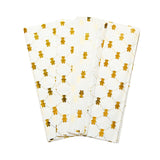 Pack of 10 Teddy Bear Luxury Gold Metallic Plastic-Free 18gsm Tissue Paper Sheets 50x70cm
