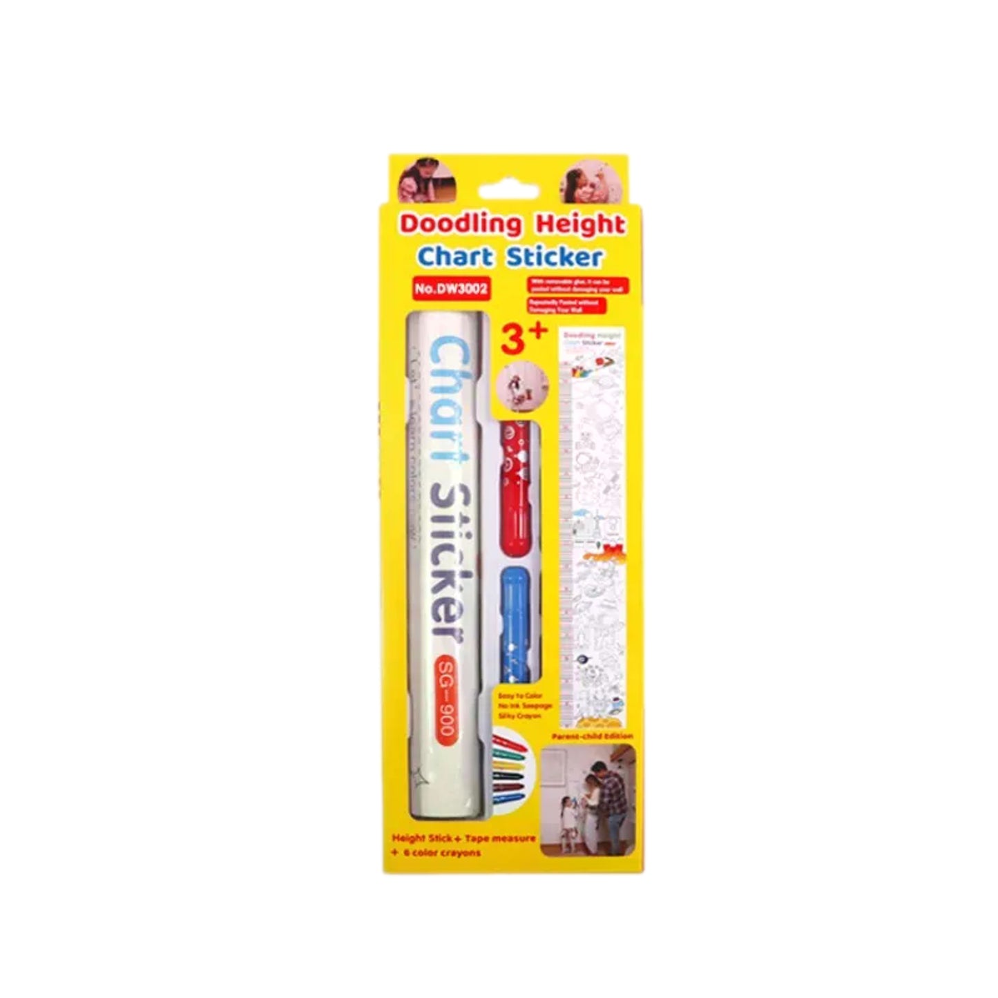Doodling Height Chart Sticker with Removable Glue