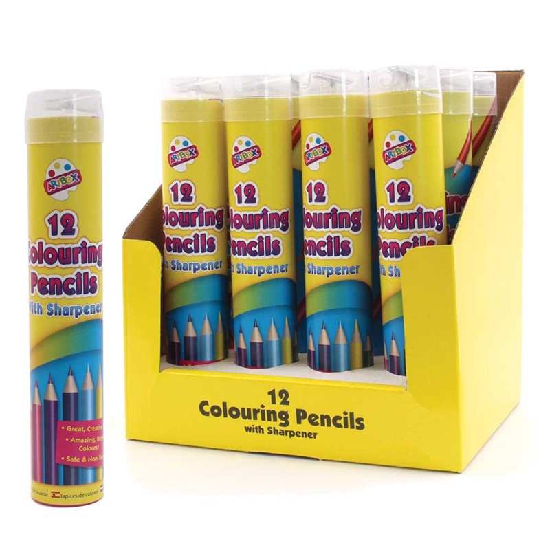 12 Full Size Colouring Pencils in Metal Tin Box with Sharpener
