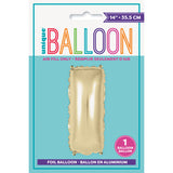 Gold Letter I Shaped Foil Balloon 14"