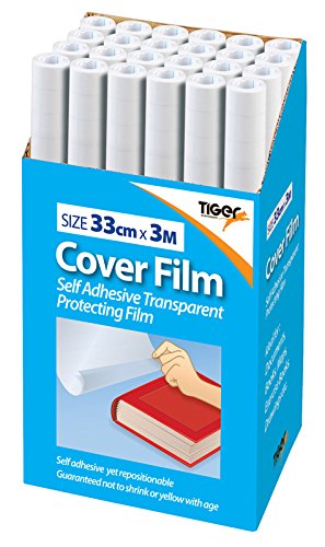 Tiger 3m x 33cm Plastic Sticky Back Cover Film for Book - Clear