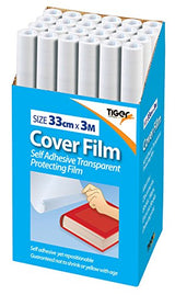 Tiger 3m x 33cm Plastic Sticky Back Cover Film for Book - Clear