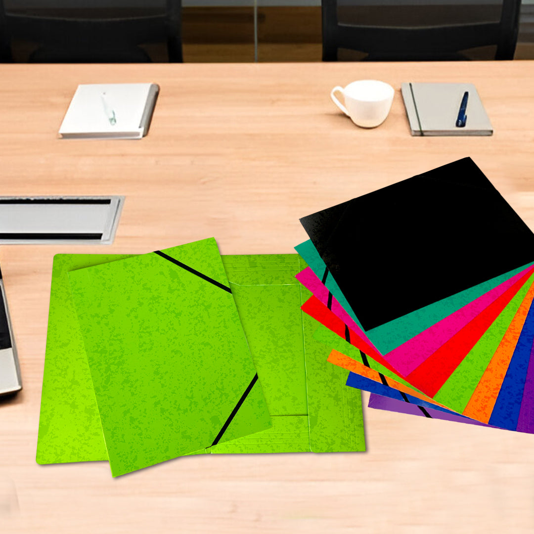 A4 Red Card 3 Flap Folder With Elastic Closure
