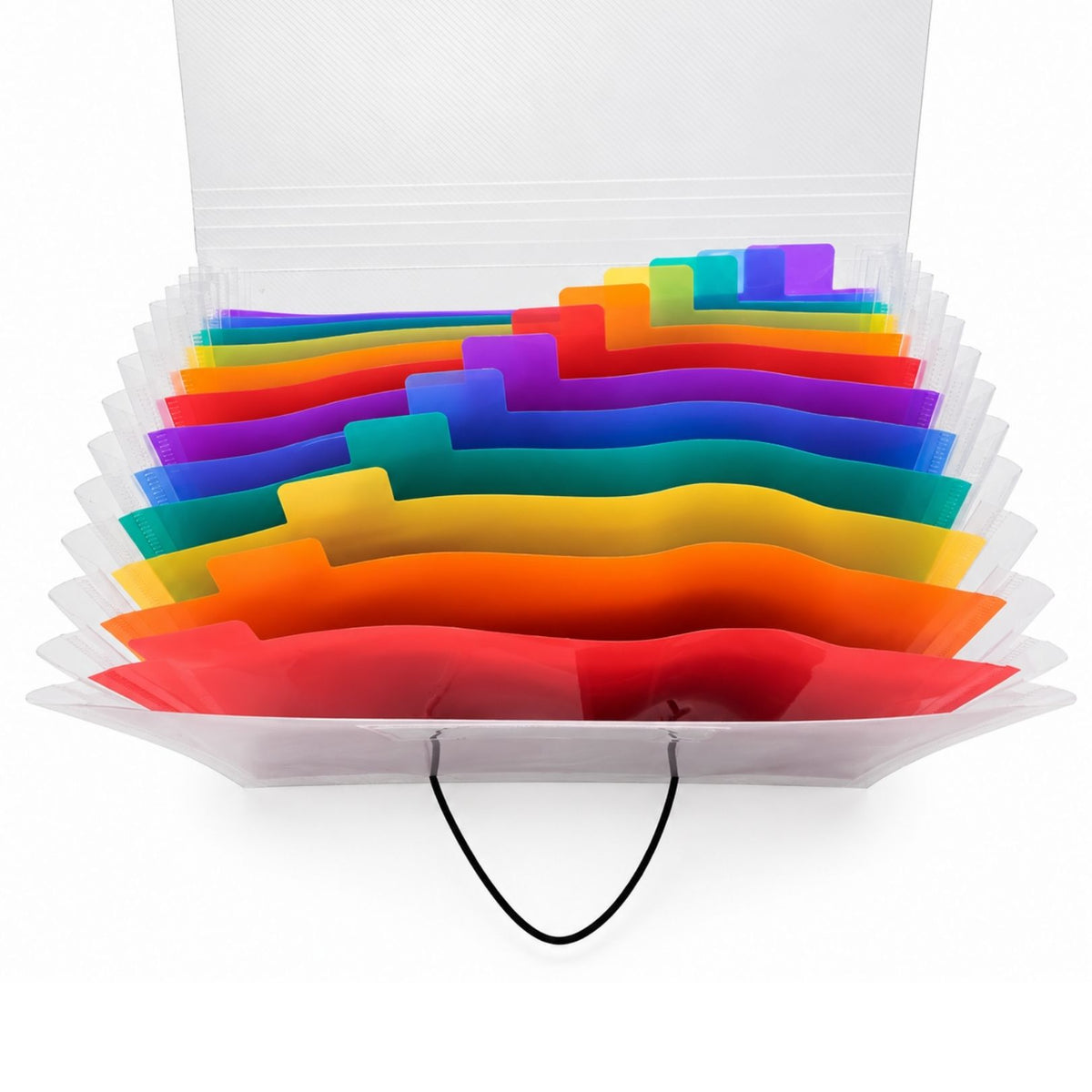A4 13 Part Rainbow Coloured Tabs Expanding File with Elastic Closure