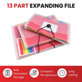 A4 13 Part Rainbow Coloured Tabs Expanding File with Elastic Closure