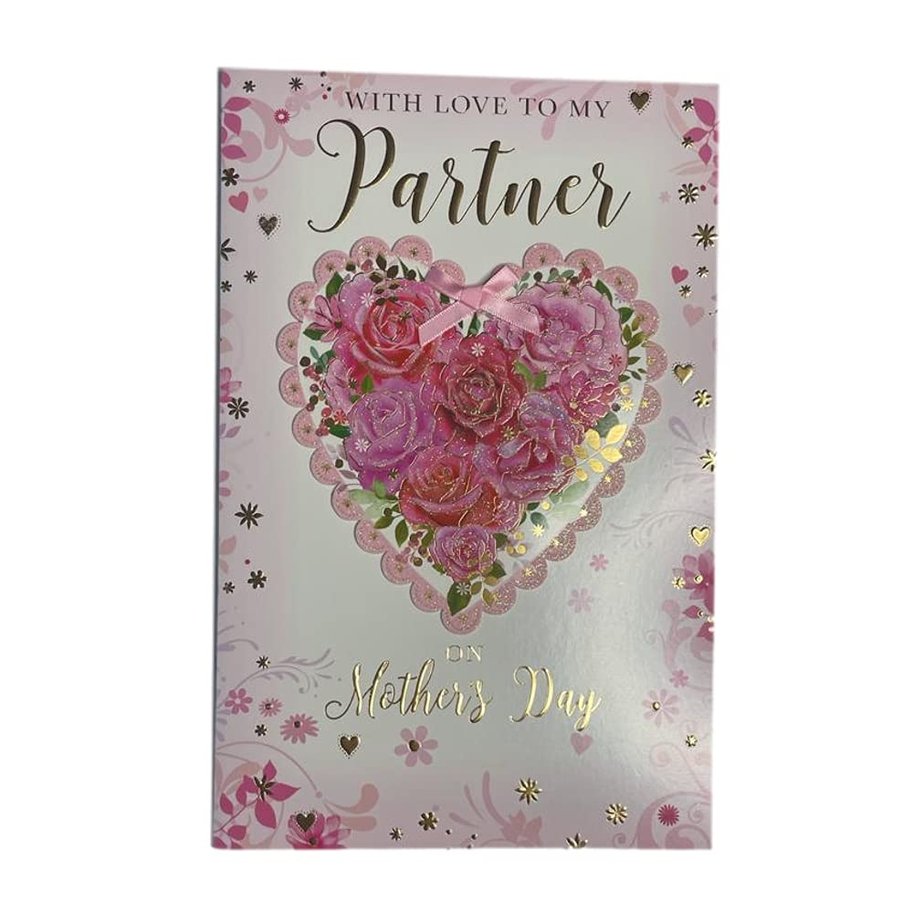 To My Partner Floral Heart With Ribbon Design Mother's Day Card