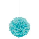 Terrific Teal Solid 16" Hanging Tissue Pom Pom