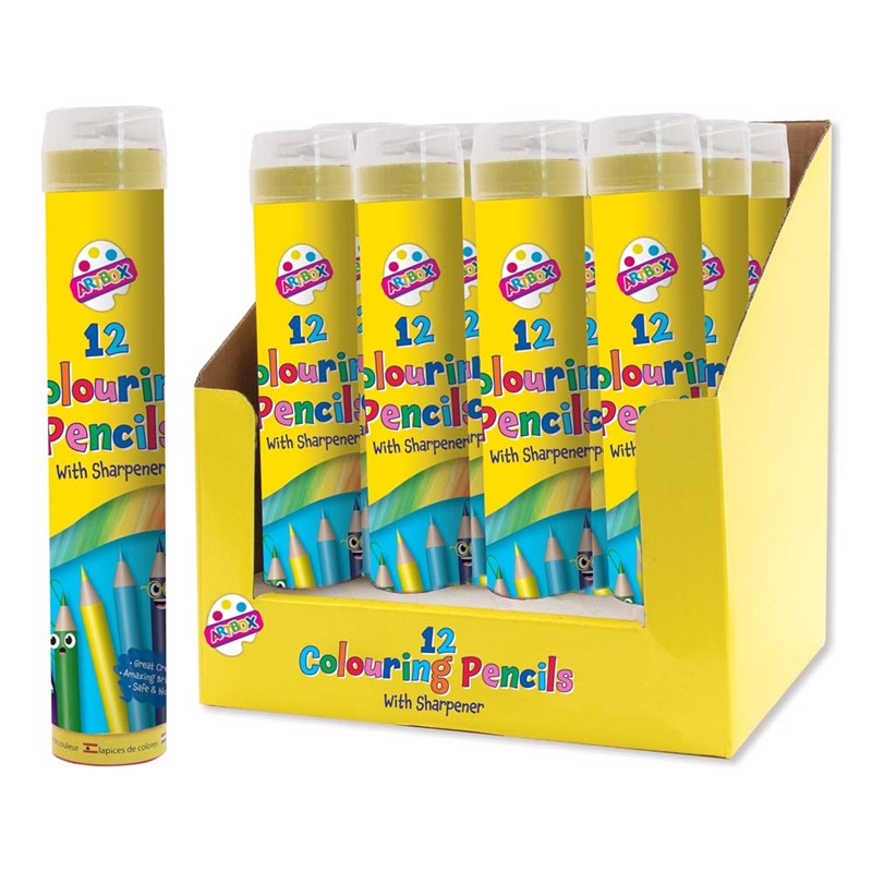 12 Full Size Colouring Pencils in Metal Tin Box with Sharpener