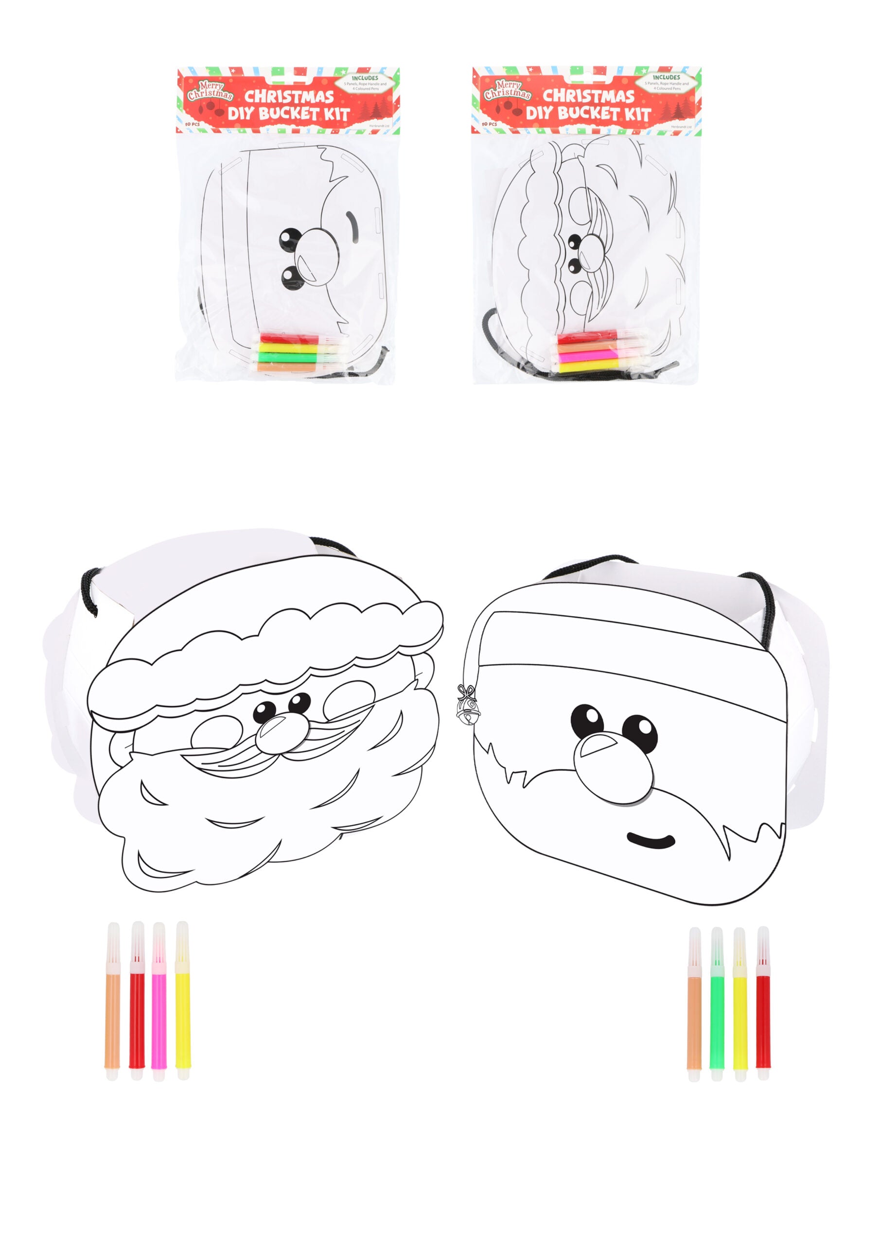 Christmas DIY Bucket Kit with 4 Colouring Pens