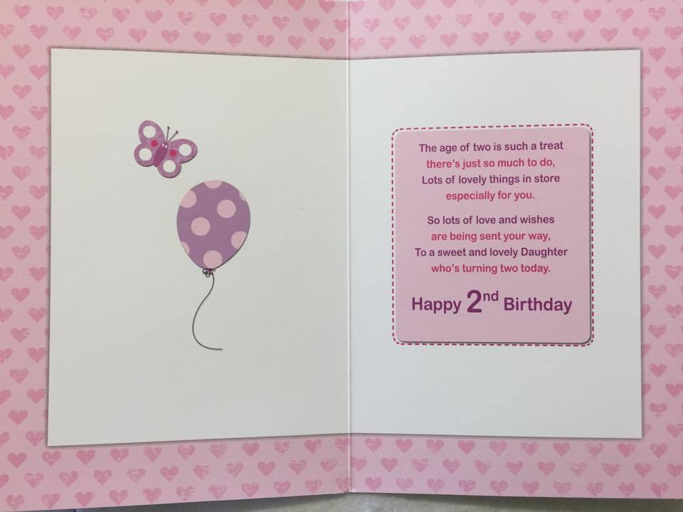For A Special Daughter Two Today` Birthday Card 