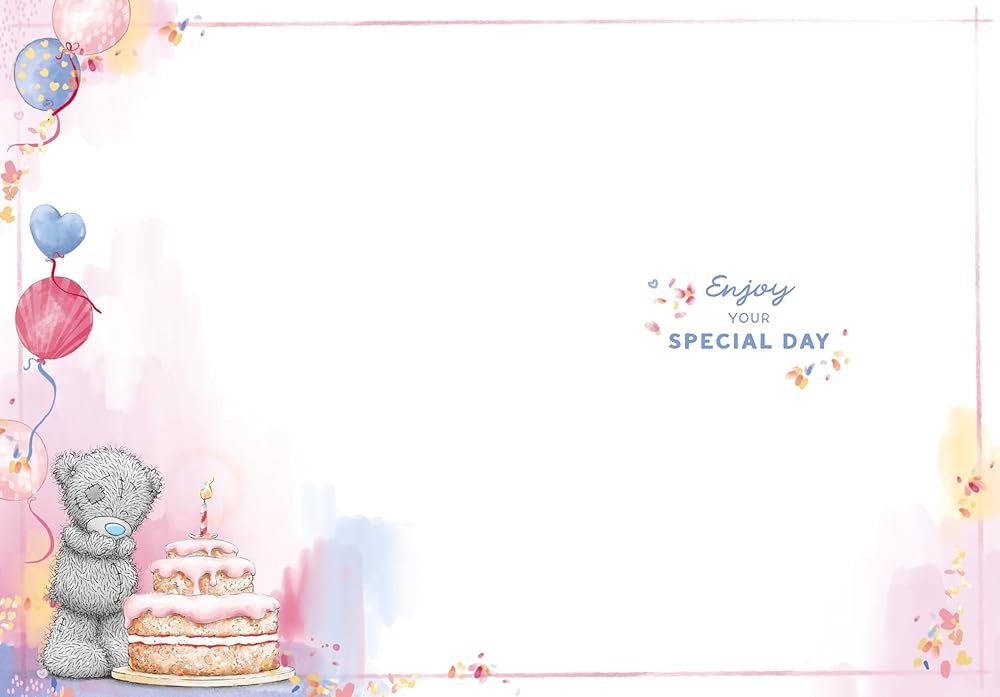 Bear Stood On Chair By Cake Celebration Birthday Card