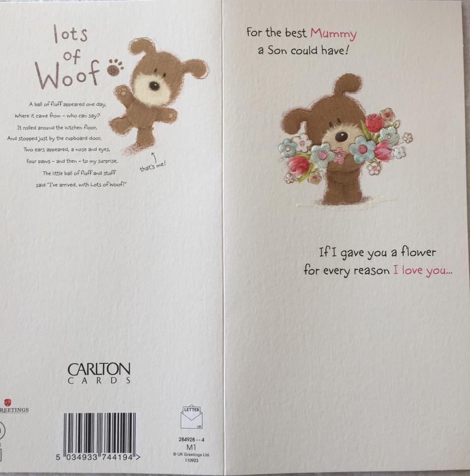 Lots of Woof From Your Son on Mother's Day 