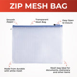 Pack of 12 A4 Blue Zip Strong Mesh Bags - Tough Waterproof Storage