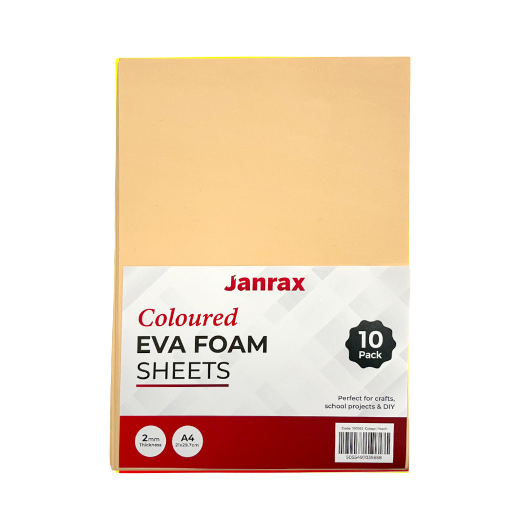Pack of 10 A4 Peach Coloured EVA Foam Sheets