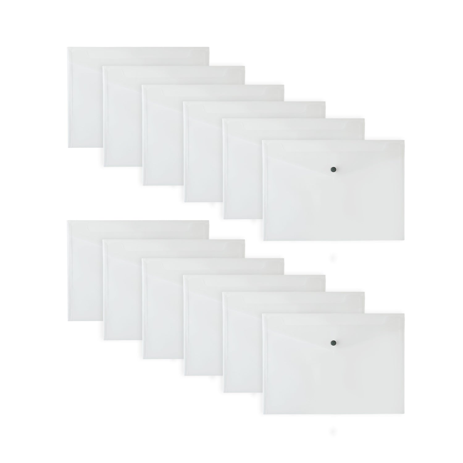 Pack of 12 Janrax A4 Clear Document Wallets - Button Stud Folder