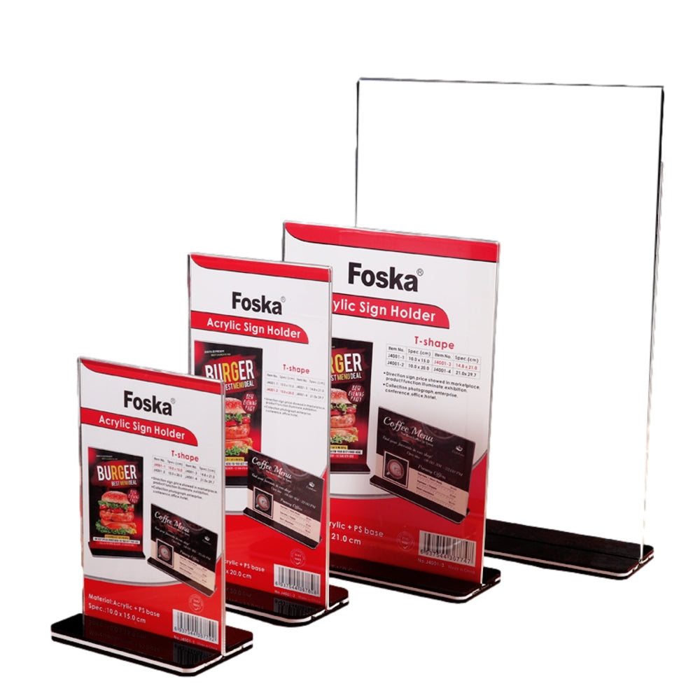 Vertical Design T-Shape Acrylic Sign Holder 10 x 15cm