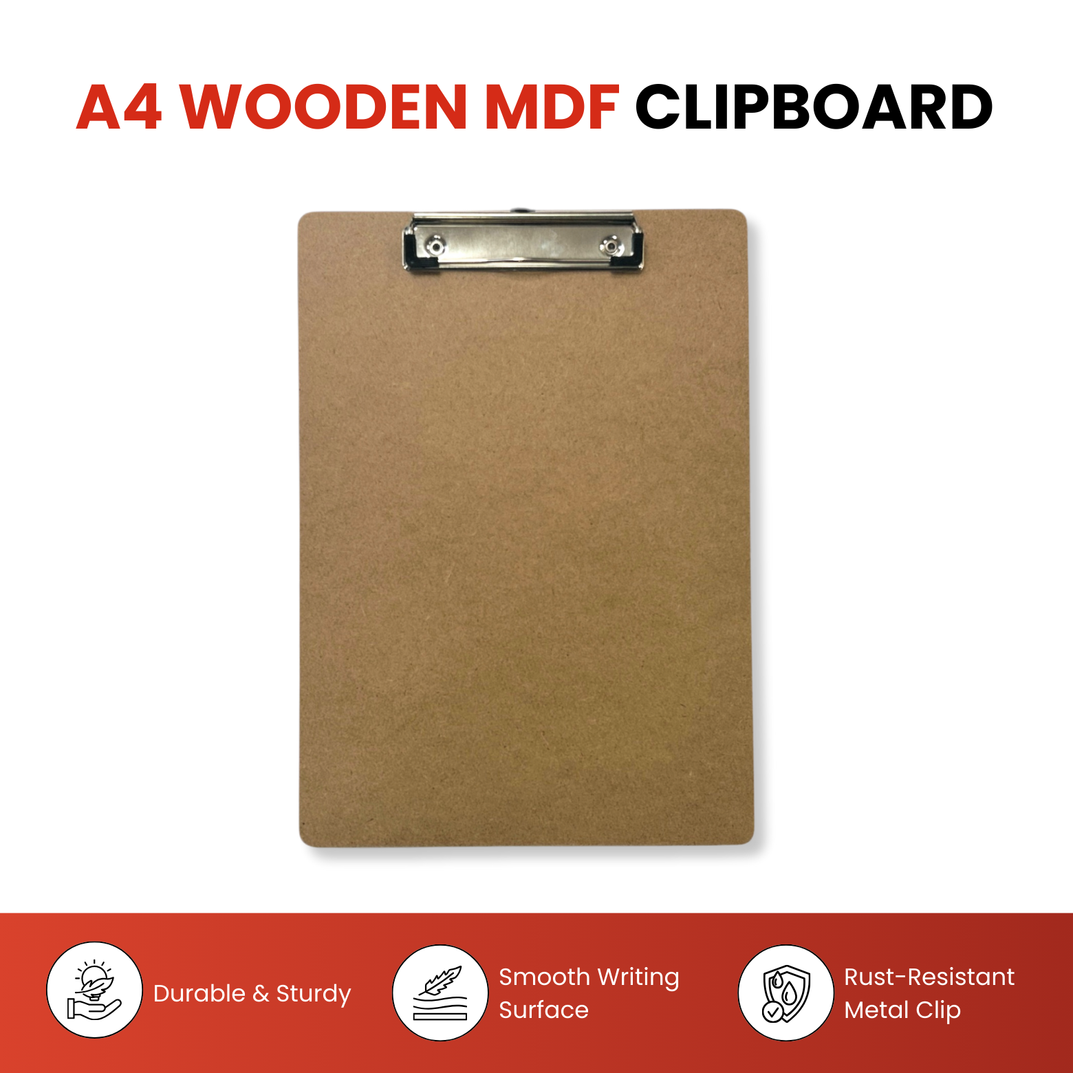 A4 Quality Wooden Clipboard with Hanging Hole