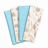 Pack of 8 Sweet Celebration Luxury Gold Foil Design & Plain Sky Blue 50 x 70 cm Tissue Sheets - Birthday, Cake, Boys