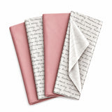 Pack of 8 Merry Christmas Script Luxury Silver Foil Design & Plain Pink 50 x 70 cm Tissue Sheets