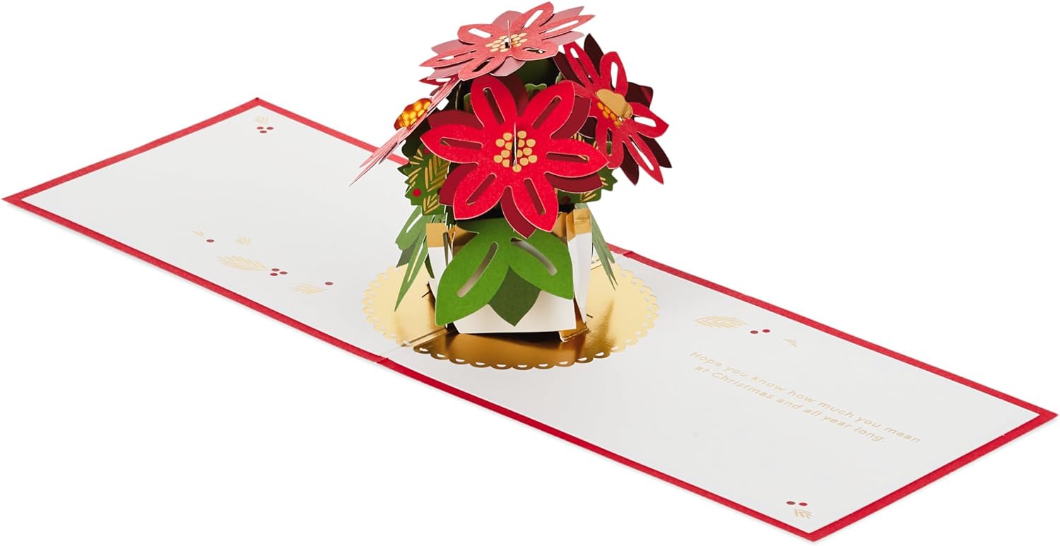Poinsettia Flowers 3D and Pop Up Christmas Card {DC}