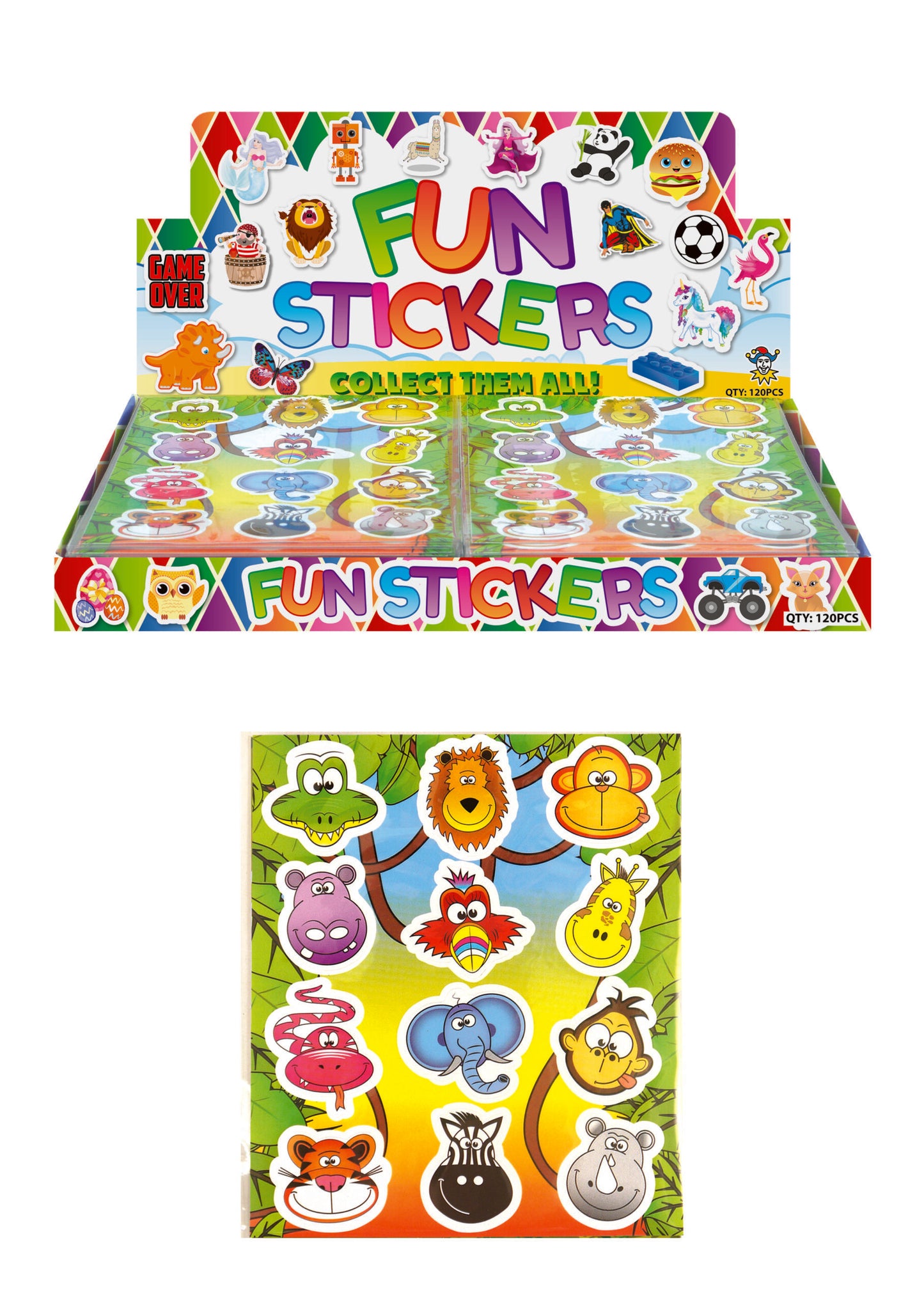 Sheet of 12 Jungle Animal Stickers