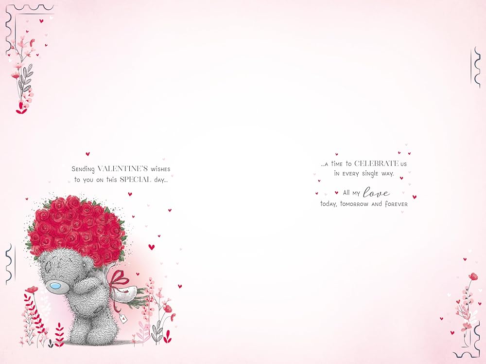 Bear Lying In Heart Shape Of Flower Special Person In My Life Valentine's Day Card {DC}