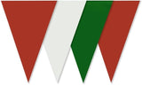 Green, Red and White Bunting 10m with 20 Pennants