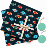 Pack of 2 Wrapped Wishes Design 50 x 70 cm Gift Wrap Sheets with 2 Tags - Halloween Birthdays Everyday Celebrations