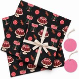 Pack of 2 Dessert Festive Design 50 x 70 cm Gift Wrap Sheets with 2 Tags - Christmas Birthdays Parties Holiday Gifting