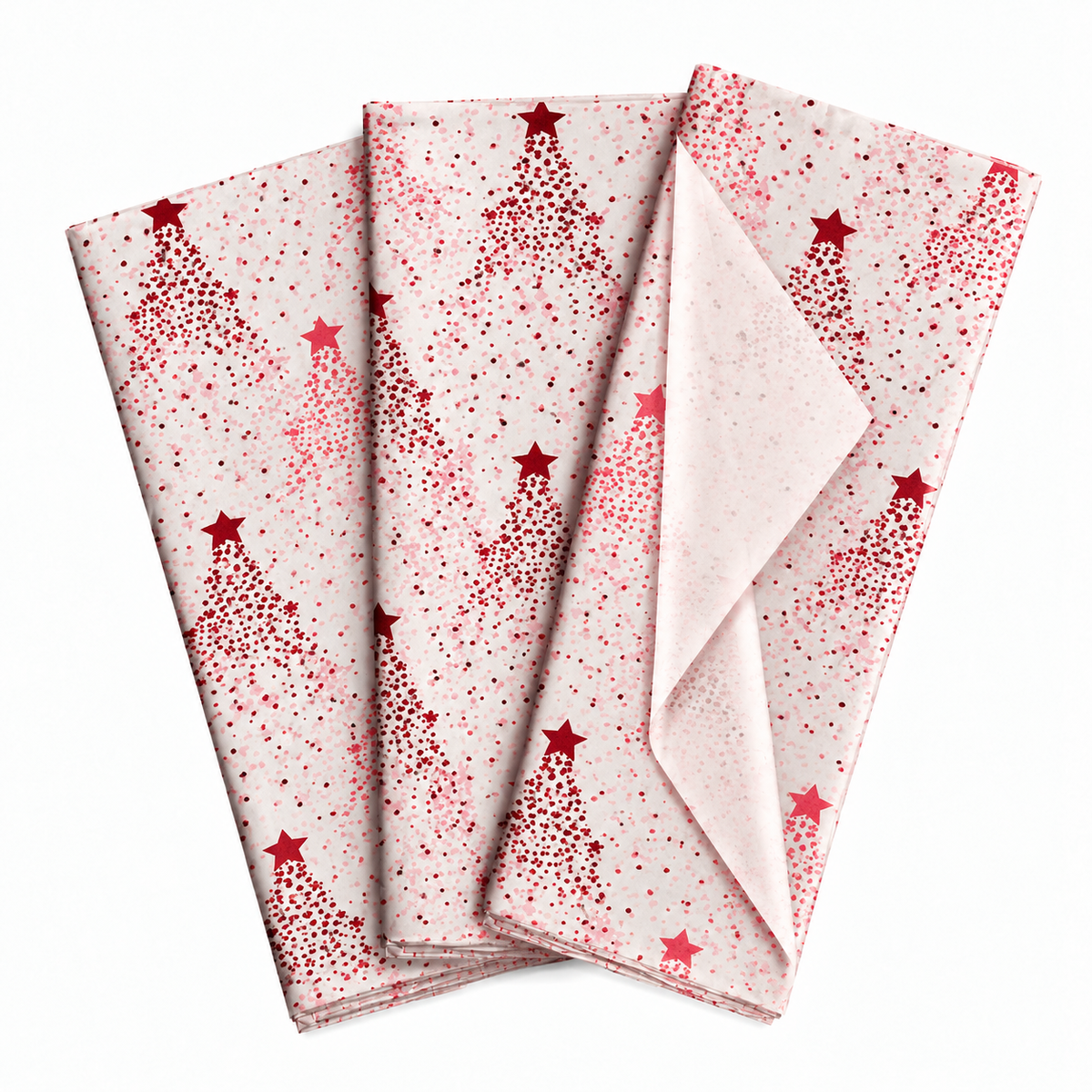 Pack of 5 Dotted Christmas Star Design 50 x 70 cm Luxury Red Foil Tissue Sheets