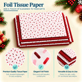 Pack of 8 Sprinkle Confetti Luxury Red Foil Design & Plain Red 50 x 70 cm Tissue Sheets - Christmas, Valentine, Birthday