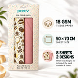 Pack of 8 Birthday Bliss Luxury Gold Foil Design & Plain Pink 50 x 70 cm Tissue Sheets - Girls, Cake, Celebration