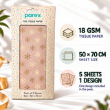 Pack of 5 Snowflakes Dots Design 50 x 70 cm Luxury Gold Foil Tissue Sheets - Christmas, Winter, Celebration