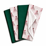 Pack of 8 Dotted Christmas Tree Luxury Red Foil Design & Plain Dark Green 50 x 70 cm Tissue Sheets