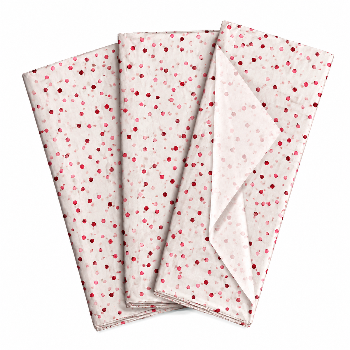 Pack of 5 Confetti Dots Design 50 x 70 cm Luxury Red Foil Tissue Sheets - Christmas, Birthday, Valentine