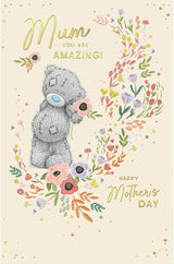 Bear Holding Flower Amazing Mum Mother's Day Card {DC}