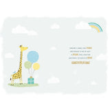 New Baby Boy Grandson Birth Congratulations Card Giraffe, Rainbow & Balloons  