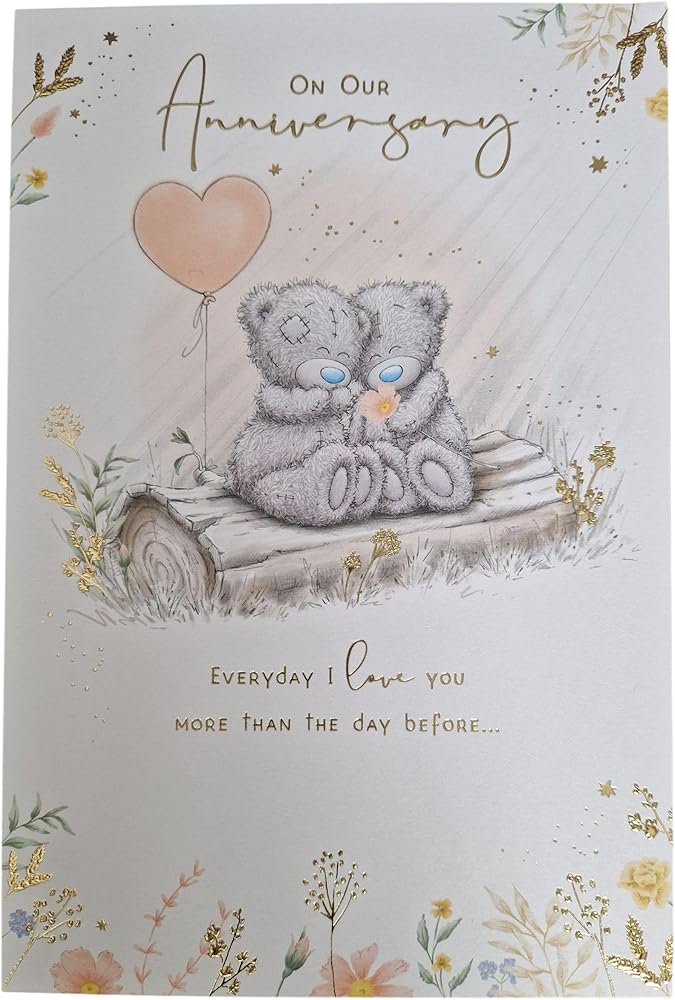 Bears Snuggling On Log Our Anniversary Card
