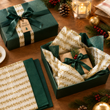 Pack of 8 Garden Bands Luxury Gold Foil Design & Plain Green 50 x 70 cm Tissue Sheets - Christmas Winter Celebrations Wedding Anniversary