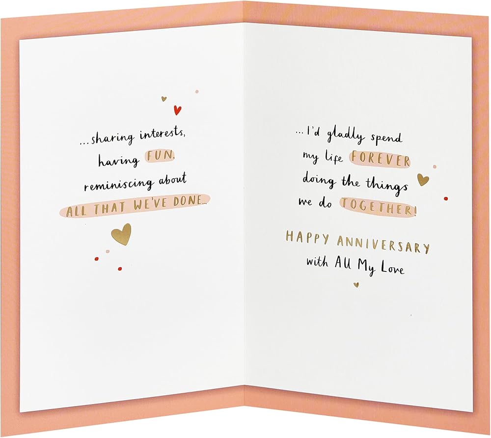 3 Fold Hand Lettering and Icons Design Wife Anniversary Card
