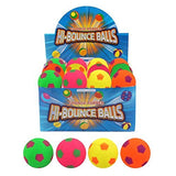 24 x Assorted Footballs Hard Sponge Rubber Hi-Bounce Balls - Wholesale Box
