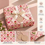 Pack of 2 Sweet Blooms Design 50 x 70 cm Gift Wrap Sheets with 2 Tags - Valentine’s Mother's Day Birthdays Everyday Celebrations