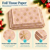 Pack of 5 Snowflakes Dots Design 50 x 70 cm Luxury Gold Foil Tissue Sheets - Christmas, Winter, Celebration