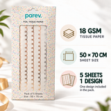 Pack of 5 White Swirl Band Design 50 x 70 cm Luxury Silver Foil Tissue Sheets - Wedding, Anniversary