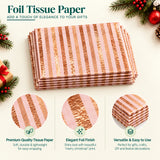 Pack of 5 Abstract Stripes Design 50 x 70 cm Luxury Gold Foil Tissue Sheets - Wedding, Christmas, Celebration