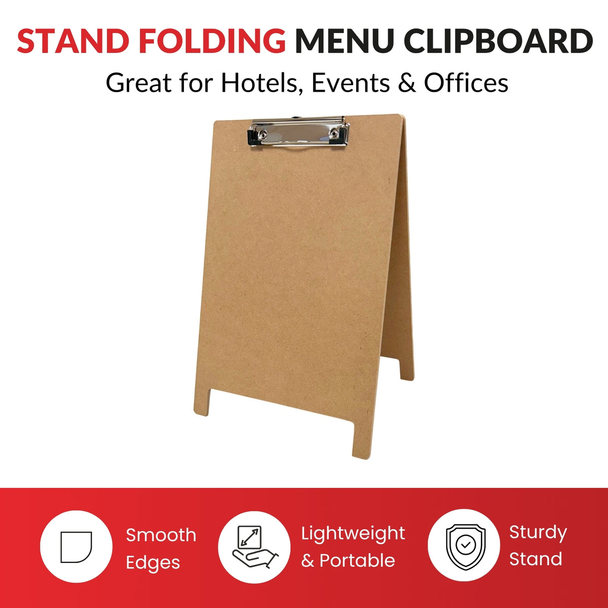 A4 5mm Thick Wooden Stand Folding Menu Clipboard