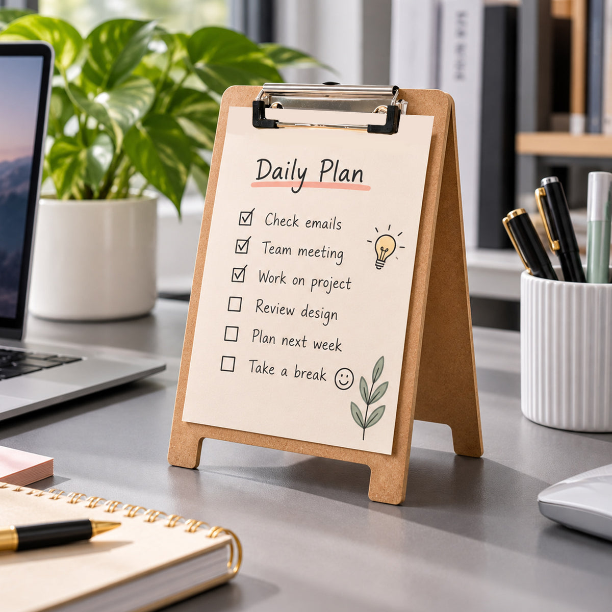 A5 5mm Thick Wooden Stand Folding Menu Clipboard