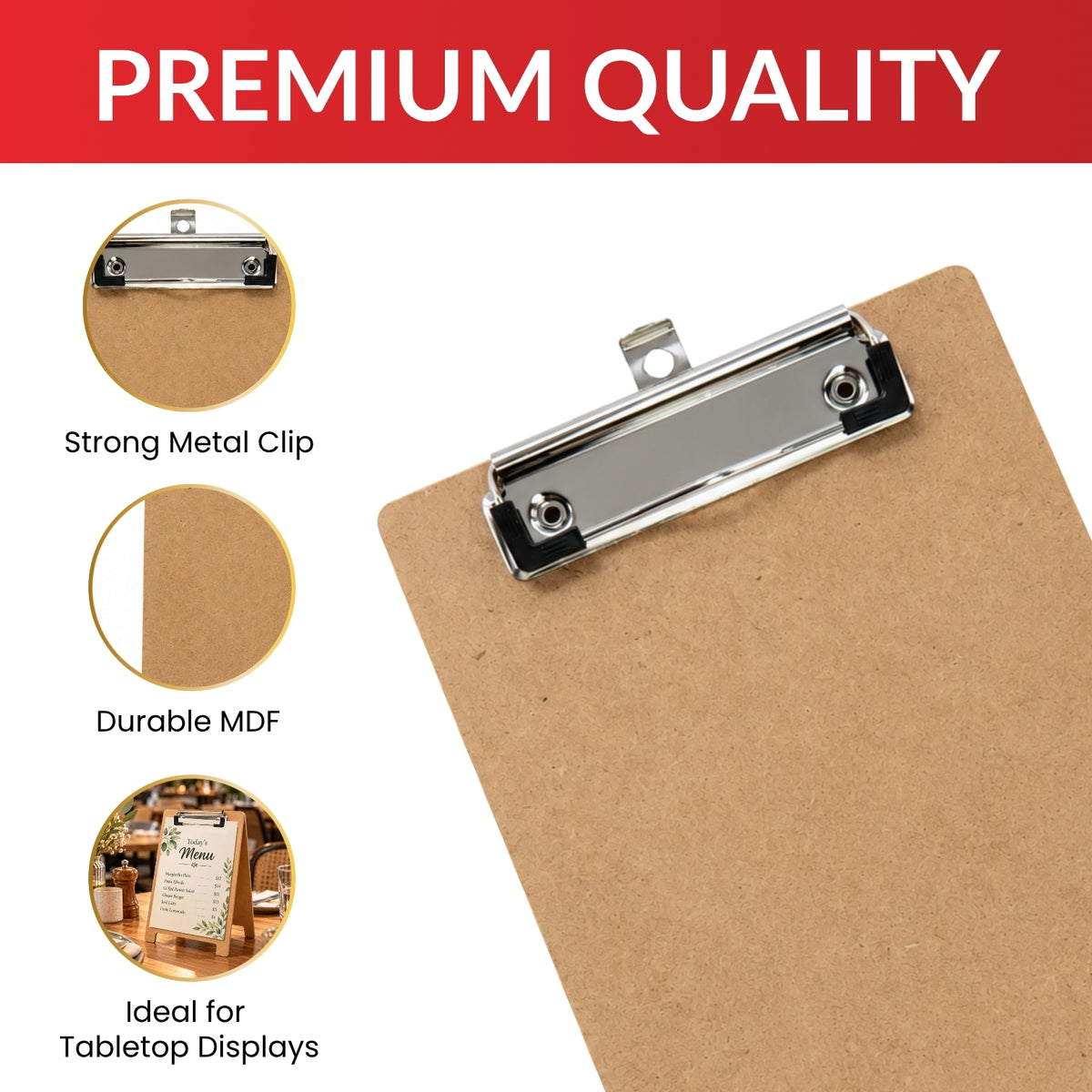 A5 5mm Thick Wooden Stand Folding Menu Clipboard