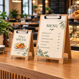A5 5mm Thick Wooden Stand Folding Menu Clipboard